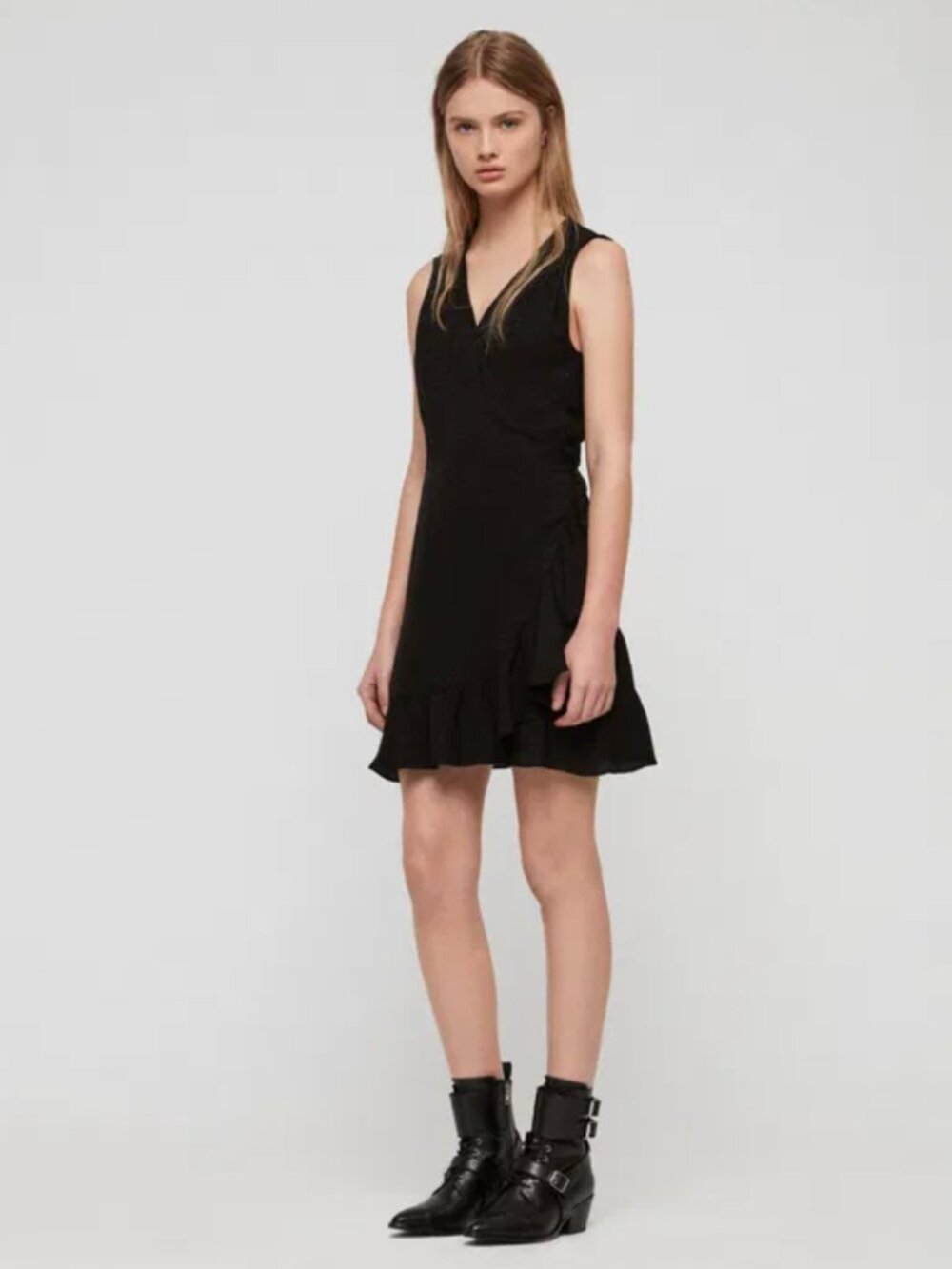 All Saints Black "Krystal Dress" Wrap Dress
